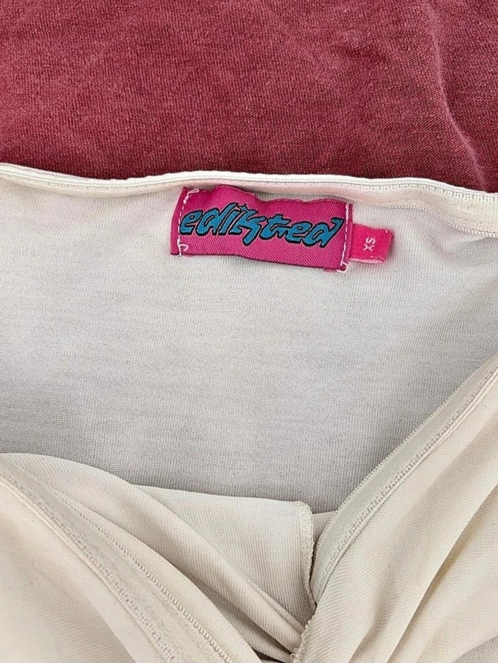 Edikted White Twist Front Crop Top Size Small Like New - Picture 2 of 3